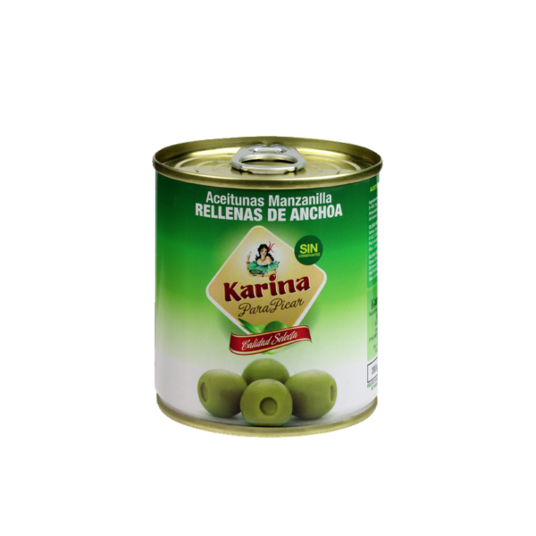 Aceitunas Manzanilla rellenas anchoa Karina | 200 Gr